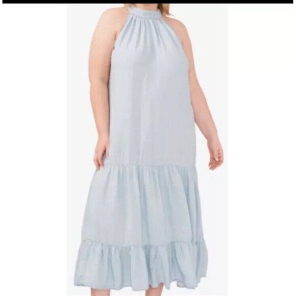 Nwt VINCE CAMUTO Women’s Sleeveless Tiered Maxi Dress Size XL  Arctic Surf - Picture 1 of 8